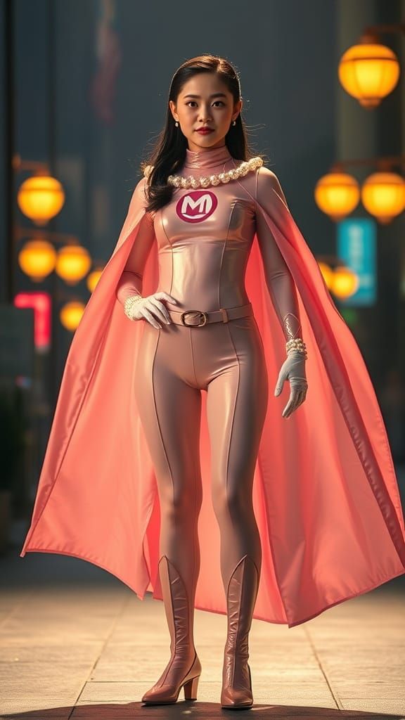 Pearl Milk Tea Superheroine in Cinematic Film Still