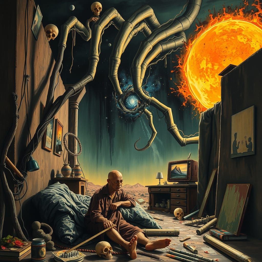 Apocalyptic Sun Sinks into Collapsing Galaxy