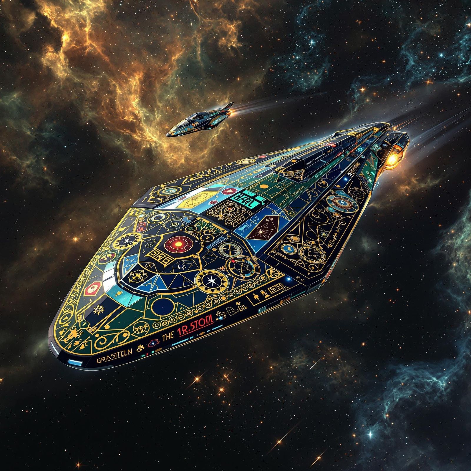 Graviton: Cosmic Spacecraft in Gustav Klimt-Inspired Science...