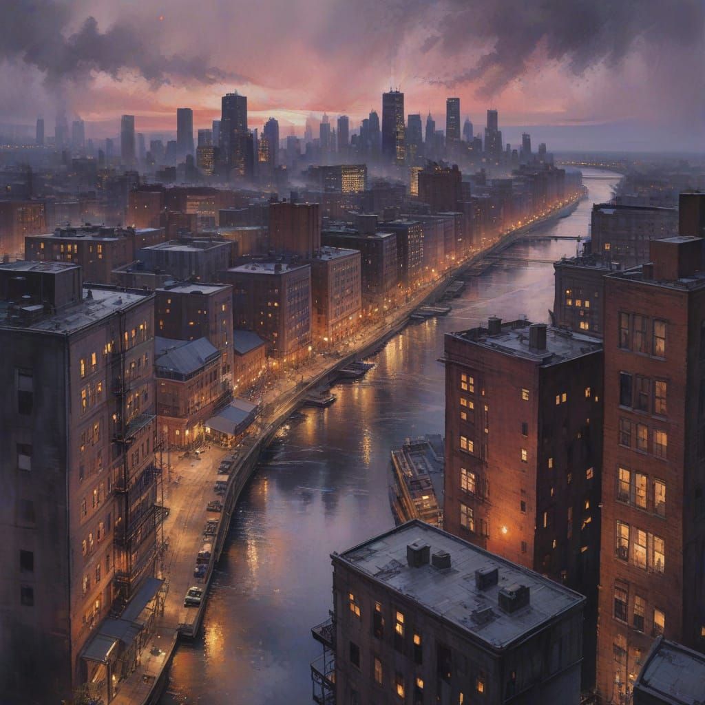 industrial city at night