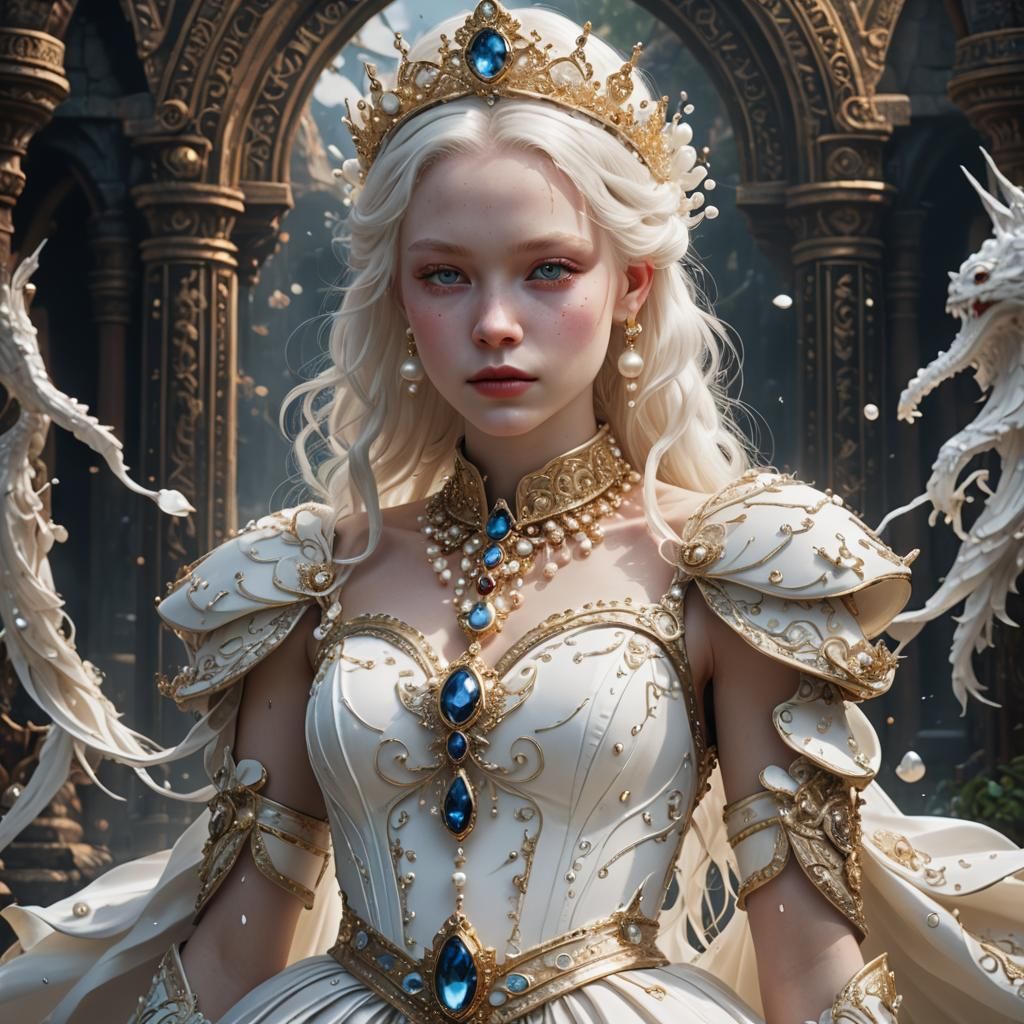 Albino Princess in White Dress: Fantasy Concept Art
