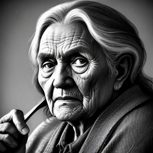 Expressionist Portrait of an Old Woman with Spoon