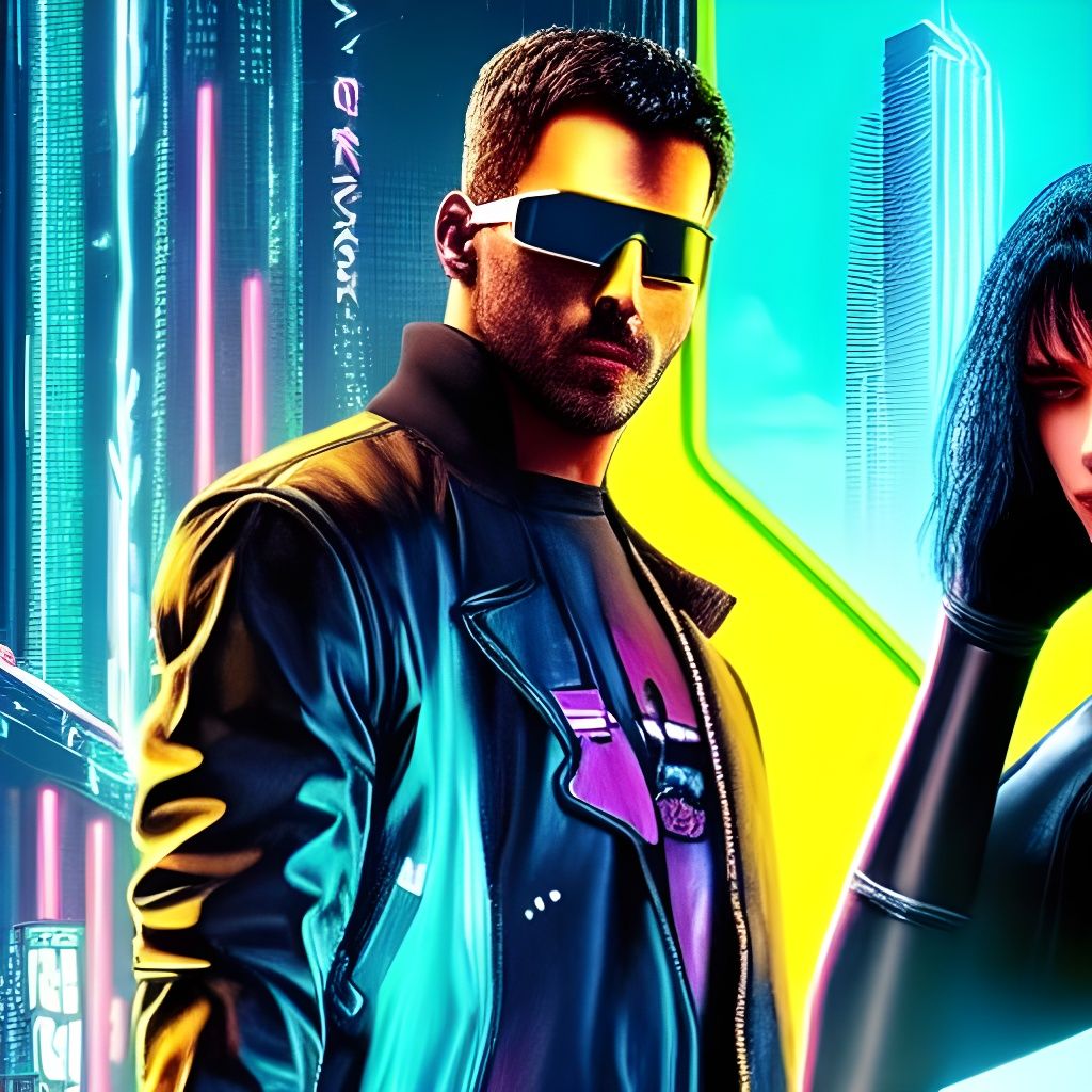 Cyberpunk Cat Sipping Coffee in Neon City