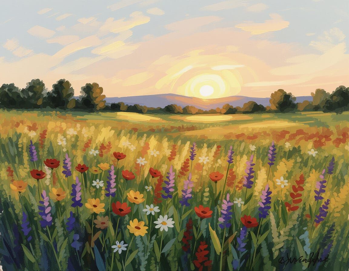 Summerscape Sunset Meadow with Wildflowers