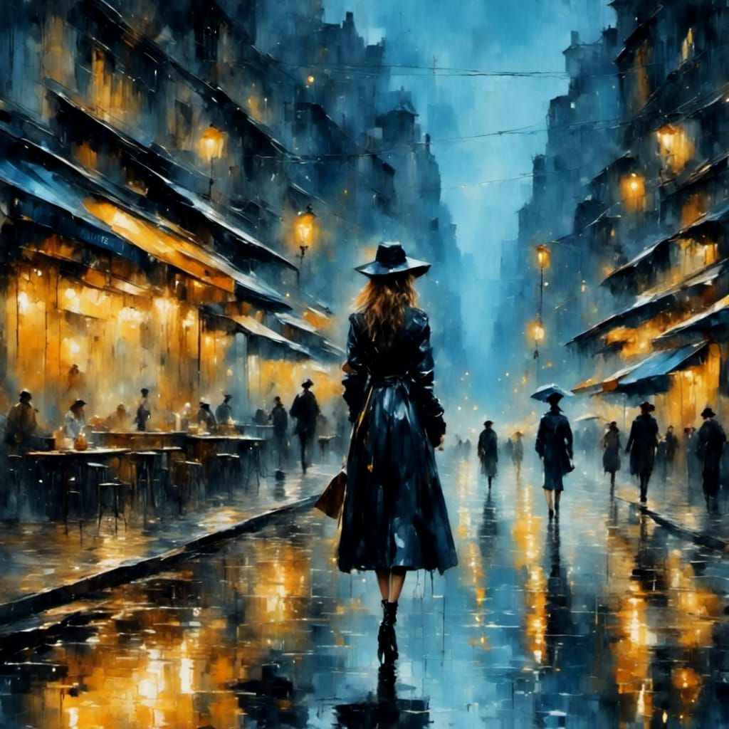 Nighttime Urban Scene as Impressionistic Digital Painting