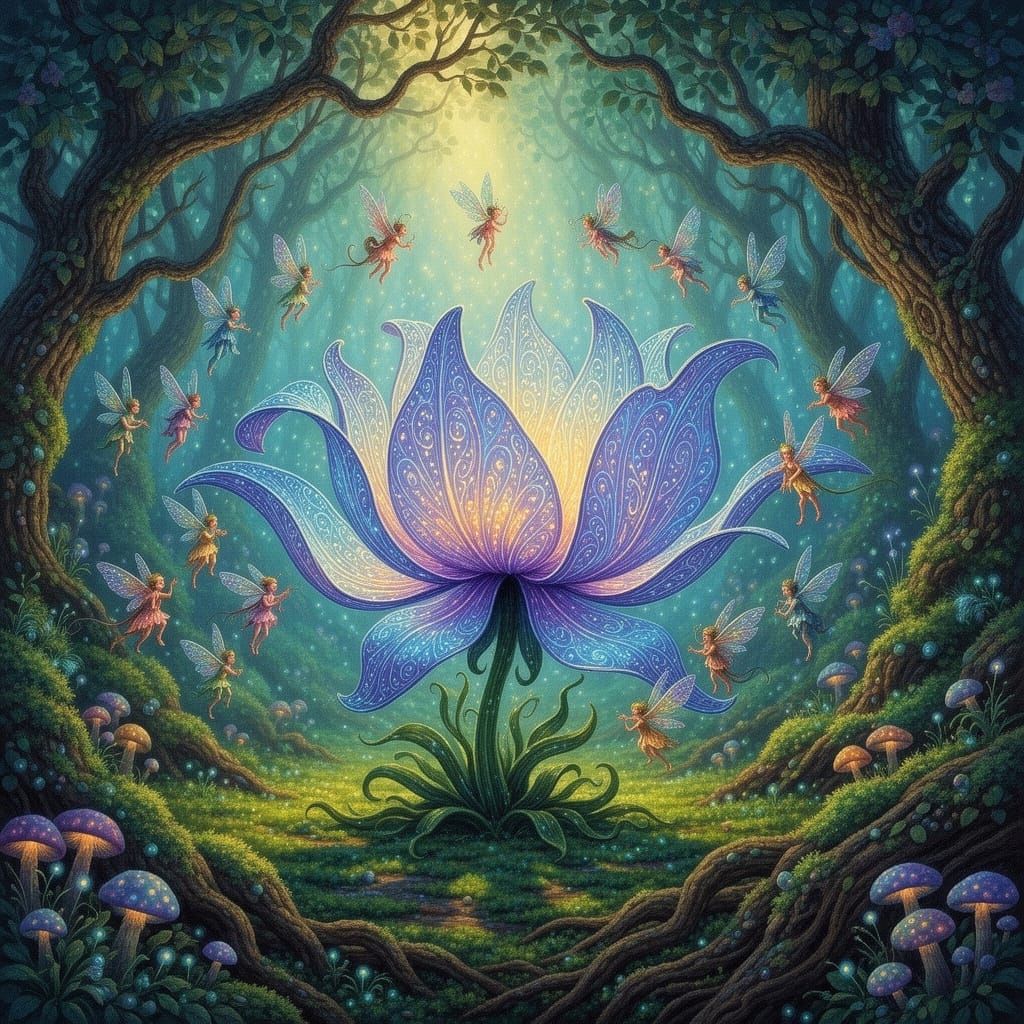 Ethereal Flower in Enchanted Forest Clearing