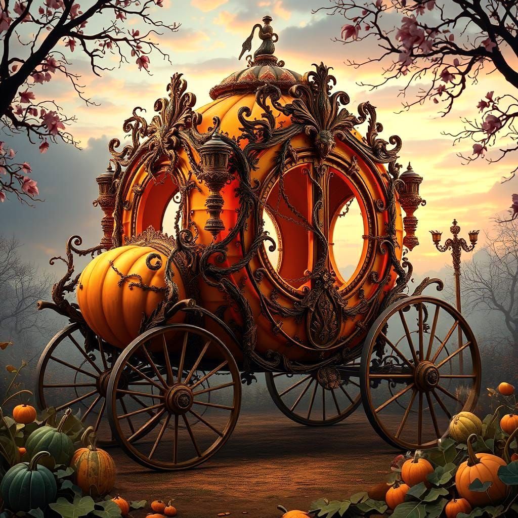 "Cinderella's Gourd Carriage: The Ultimate Eco-Friendly Ride