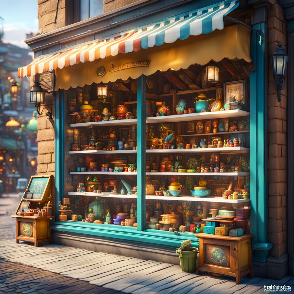Fantasy Toy Shop Window Display, Photorealistic Render