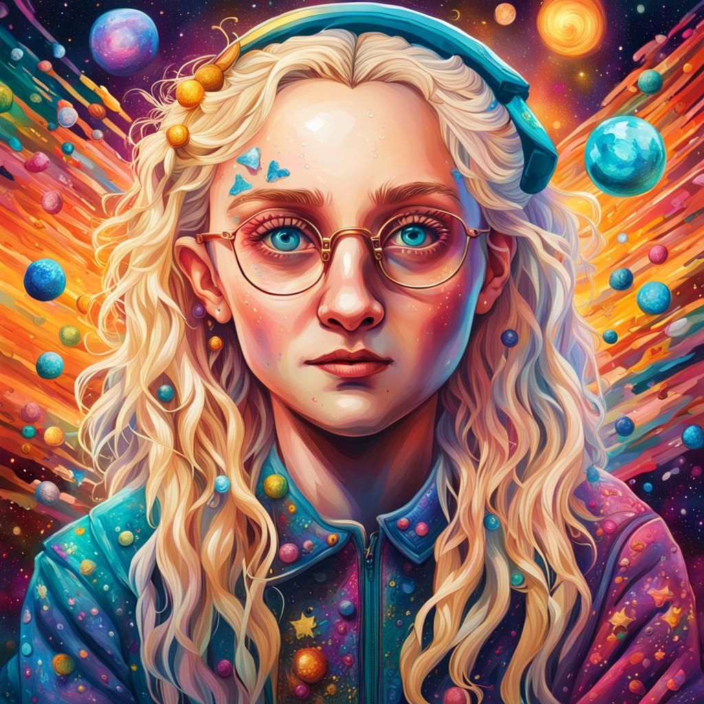 Detailed Portrait of Luna Lovegood in Mixed Media Style