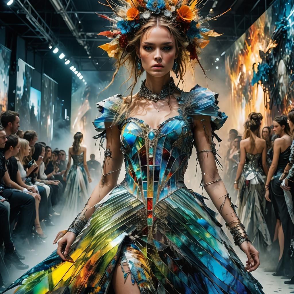 Stained Glass Dress in Maximalist Fantasy Style