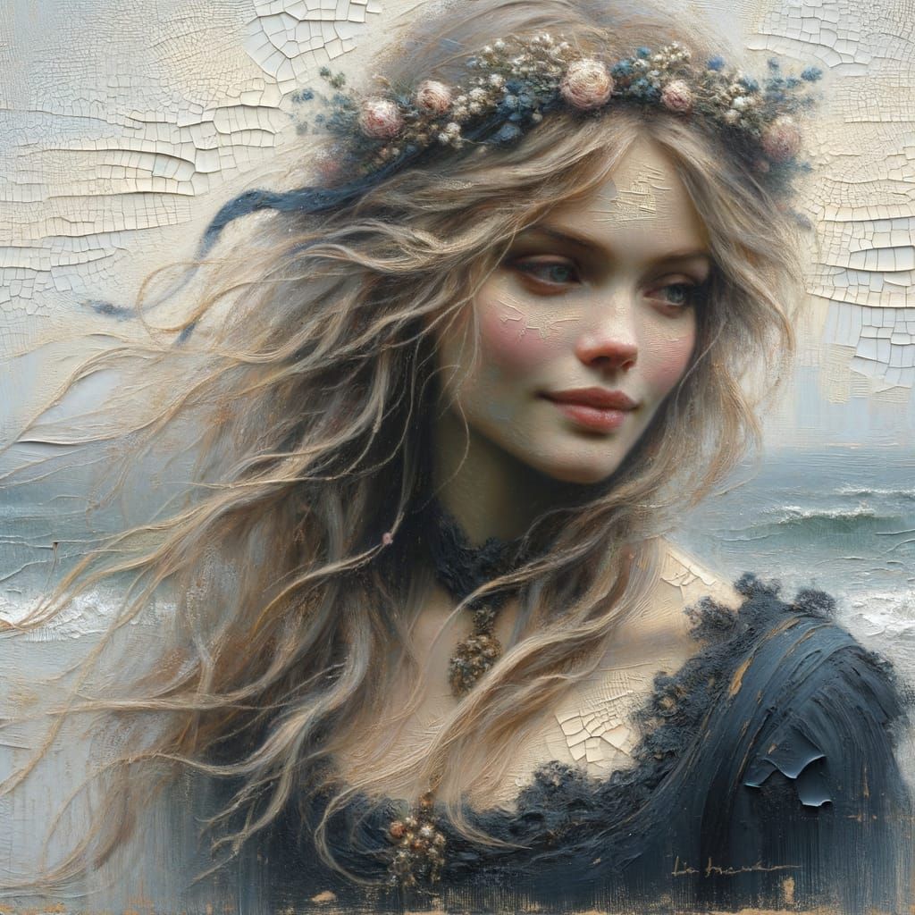 Encaustic Goddess of Springtime Serenity