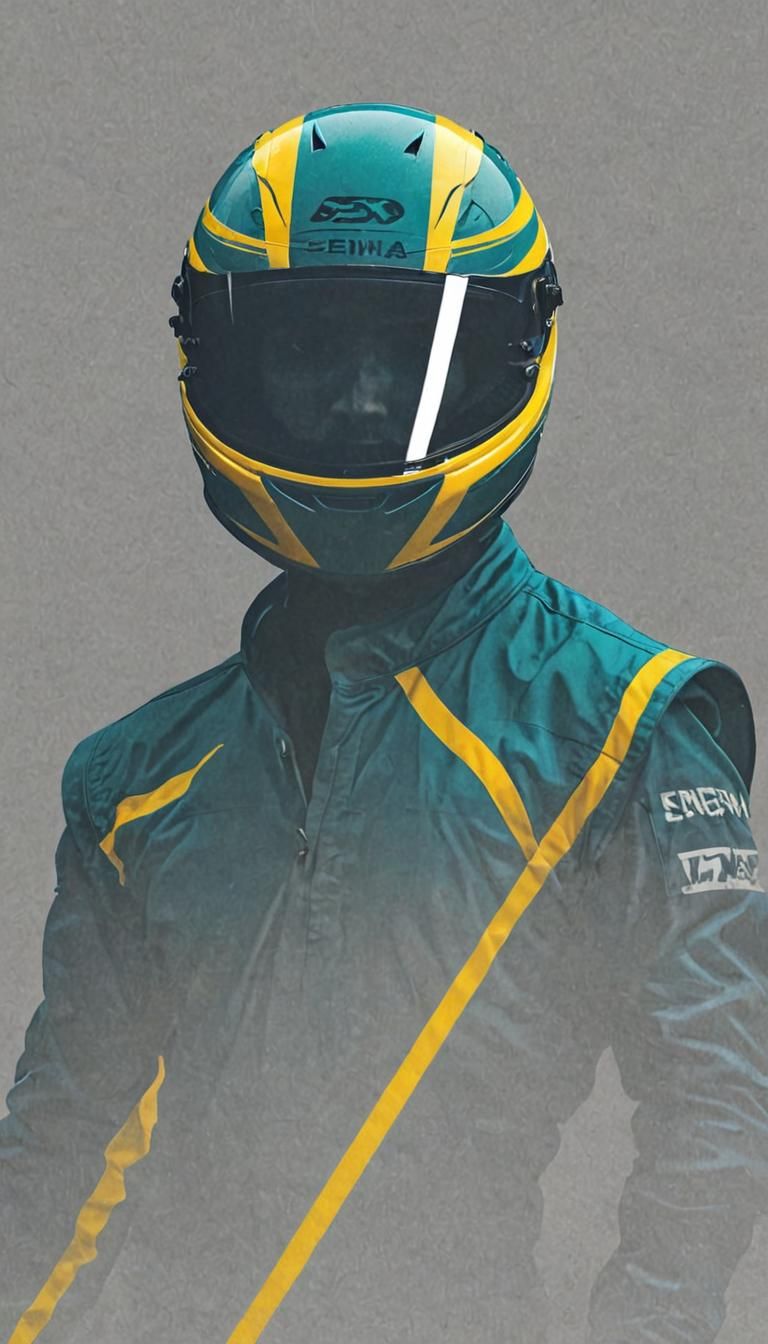 Racing Driver Silhouette with Tracks in Anime Style