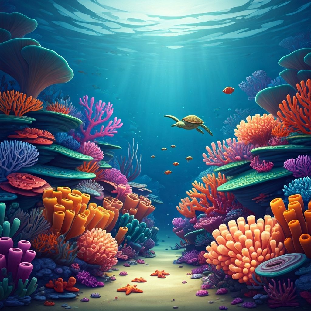 Vibrant Coral Reef in Cheerful 3D Style