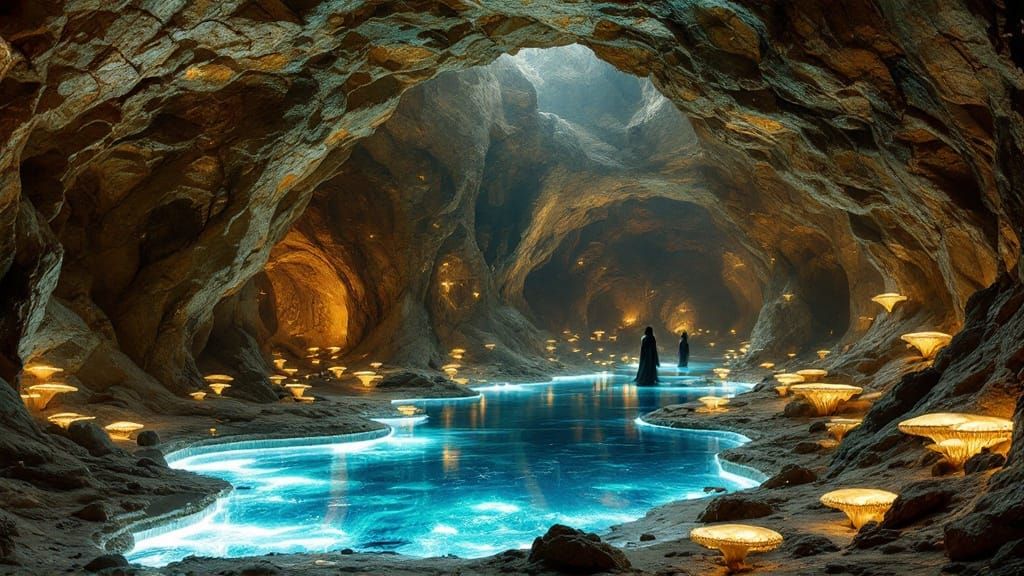 Mystical Oasis in Desert Cave