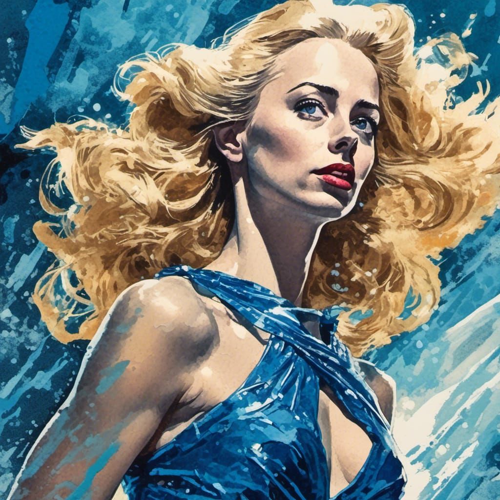 Fantasy Woman in Liquid Crystal Dress: Frazetta Style