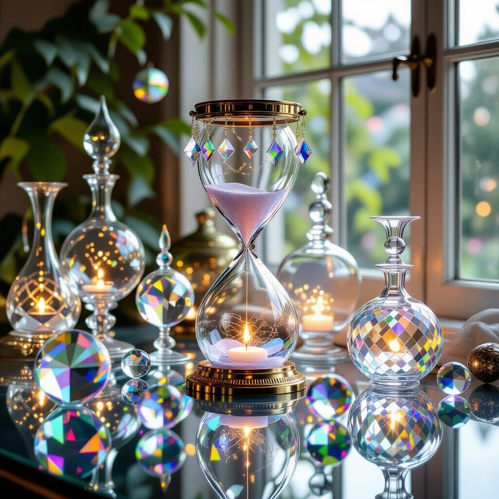 Ethereal Crystal Ornaments Refracting Light