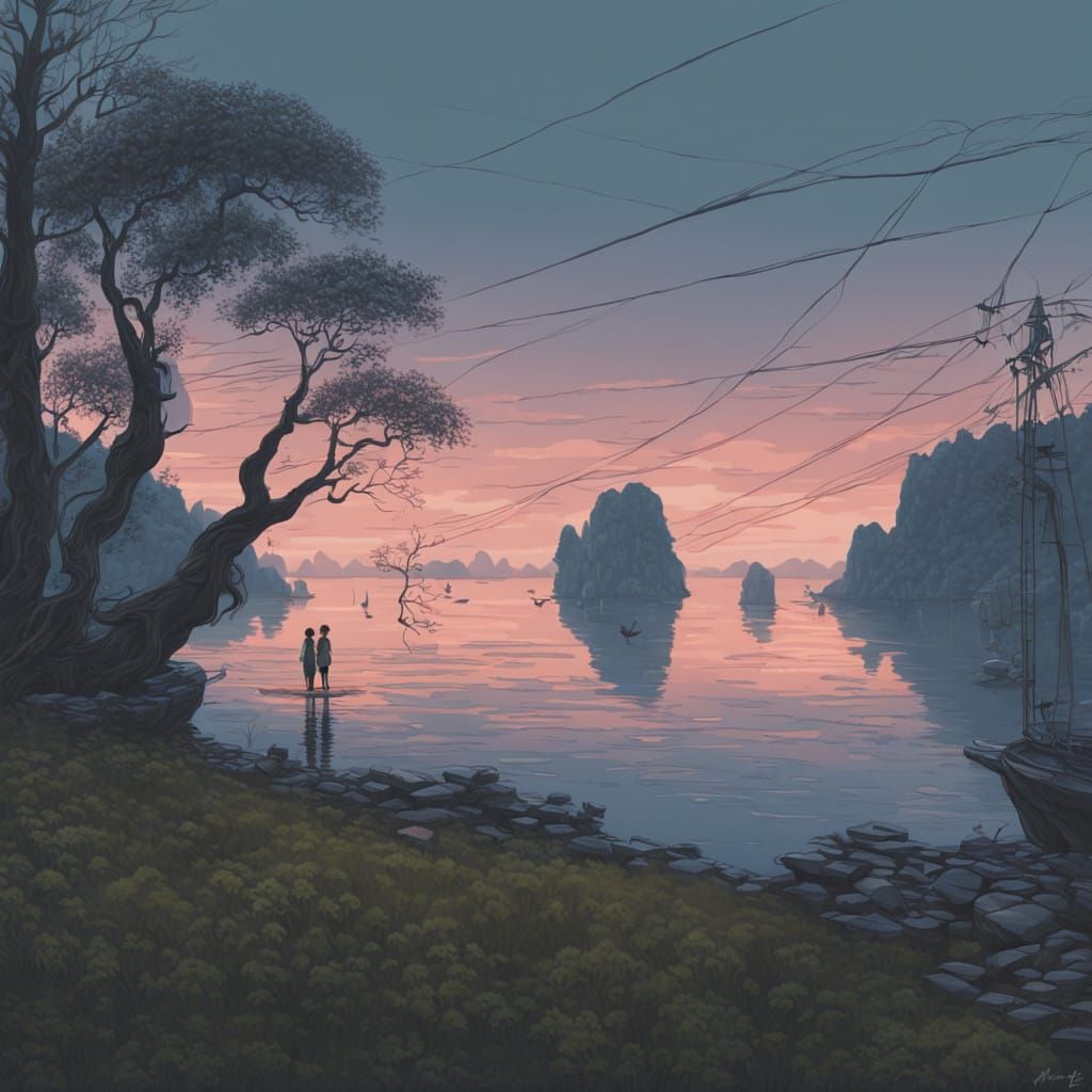 Surreal Twilight Shadows Dance Across Ha Long Bay