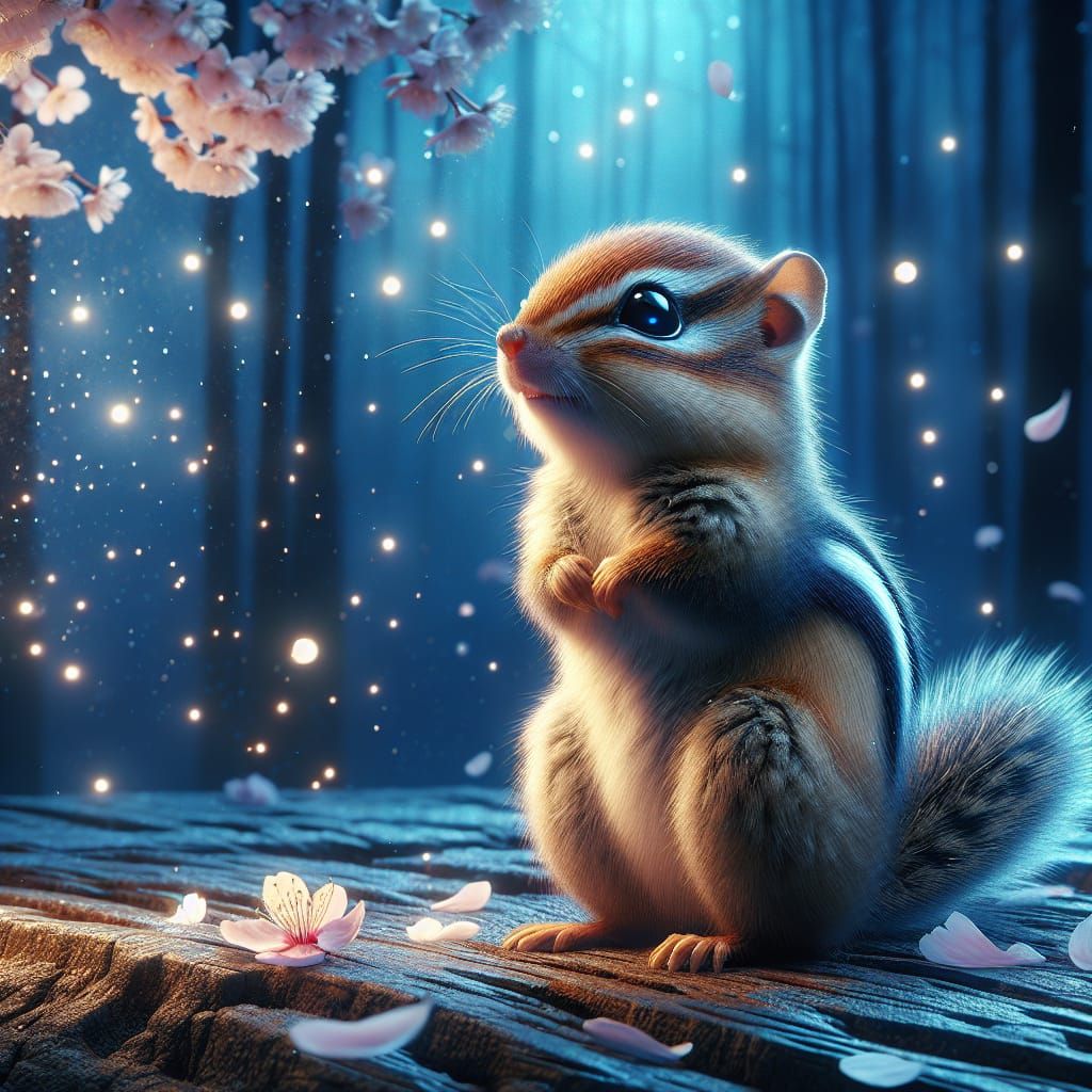 Joyful Chipmunk in Firefly Light: 8K Digital Art