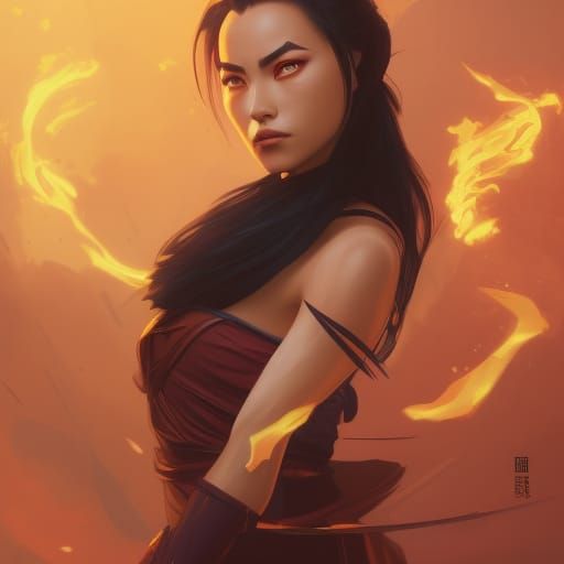 Azula Firebending Portrait in Digital Art Style