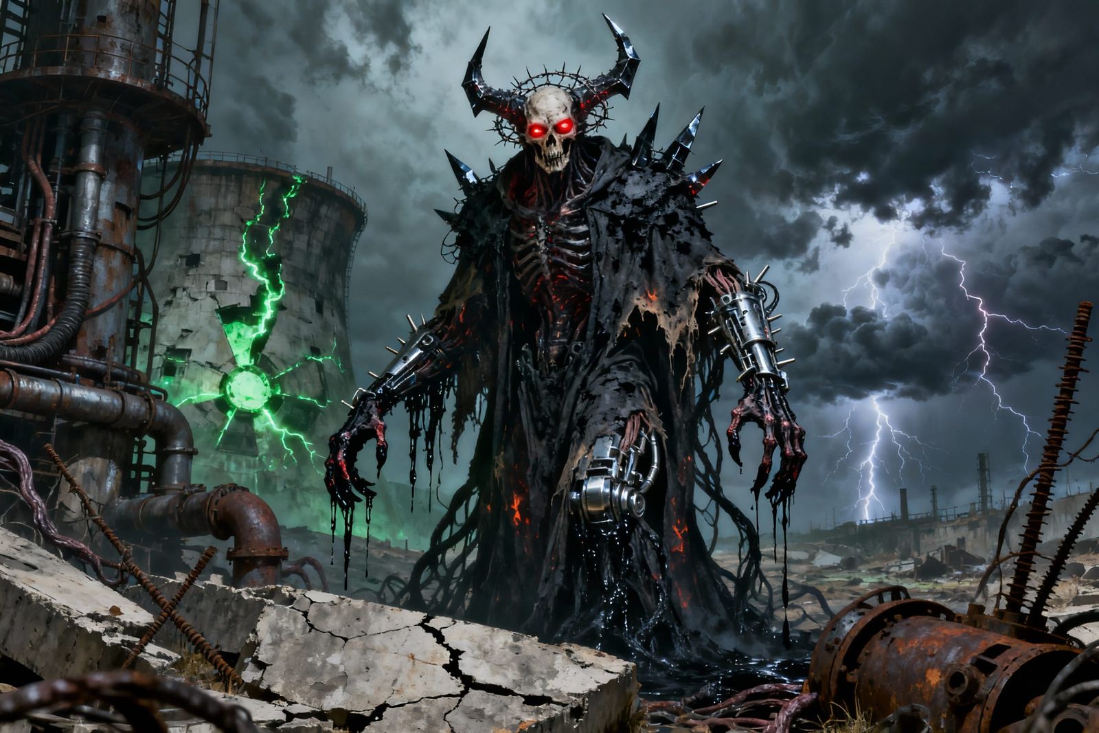 Demonic Figure in Post-Apocalyptic Wasteland