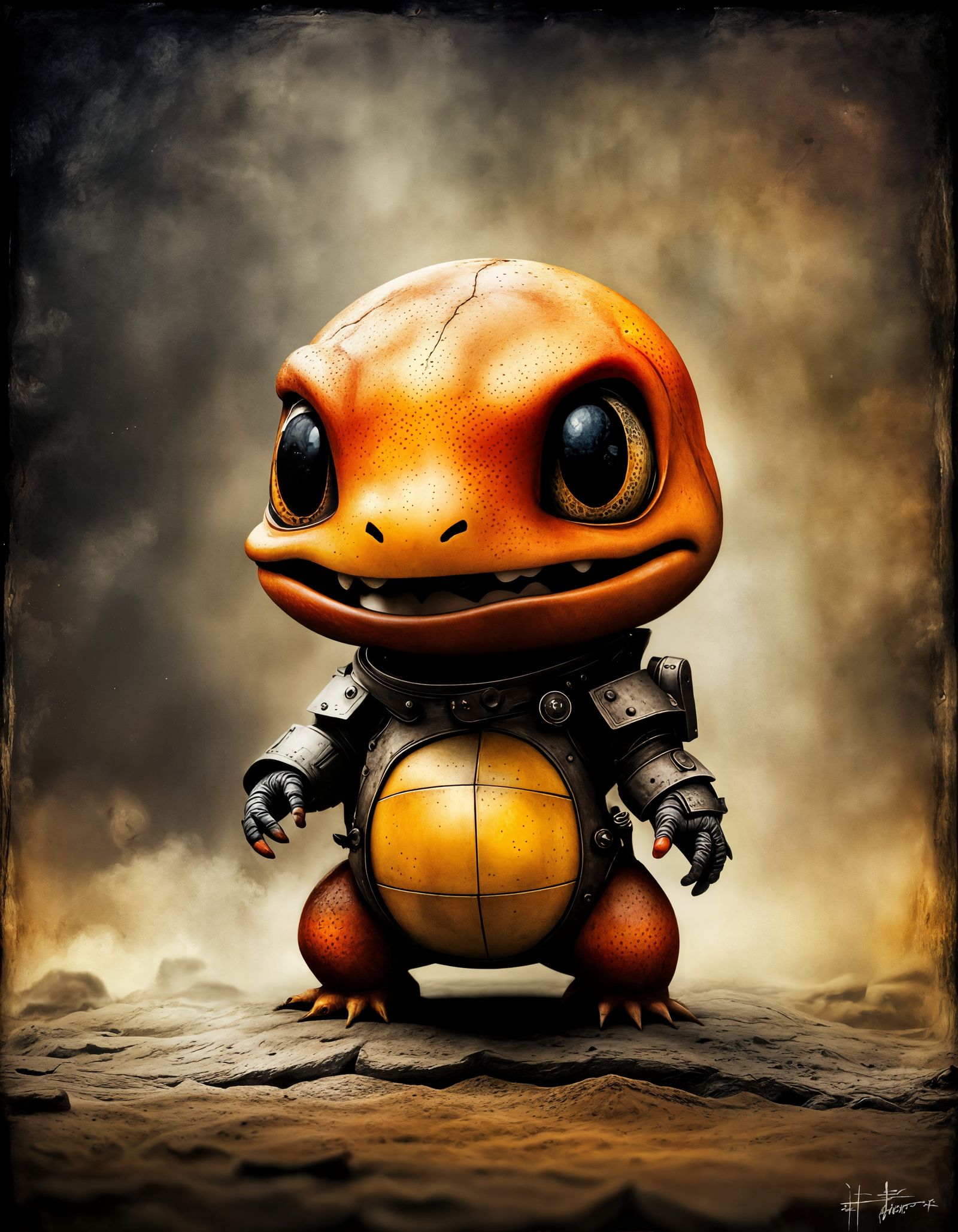 Demonic Cyborg Charmander in Volcanic Jungle