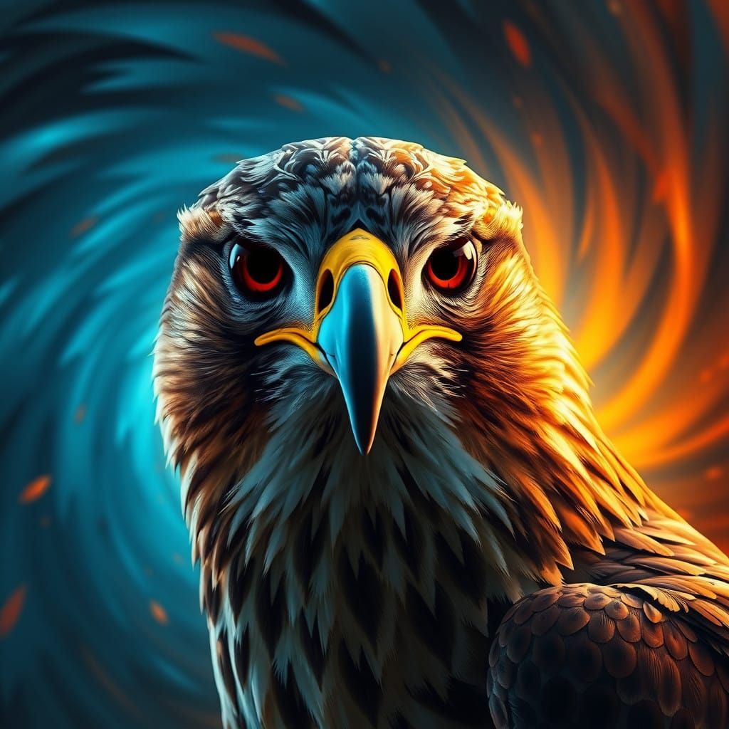 Majestic Hawk in Hyperrealistic Splash Art