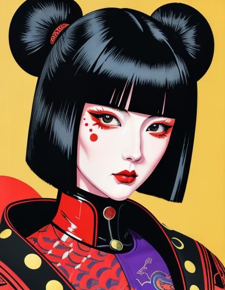 Futuristic Blood Splatter in Mixed Media Style