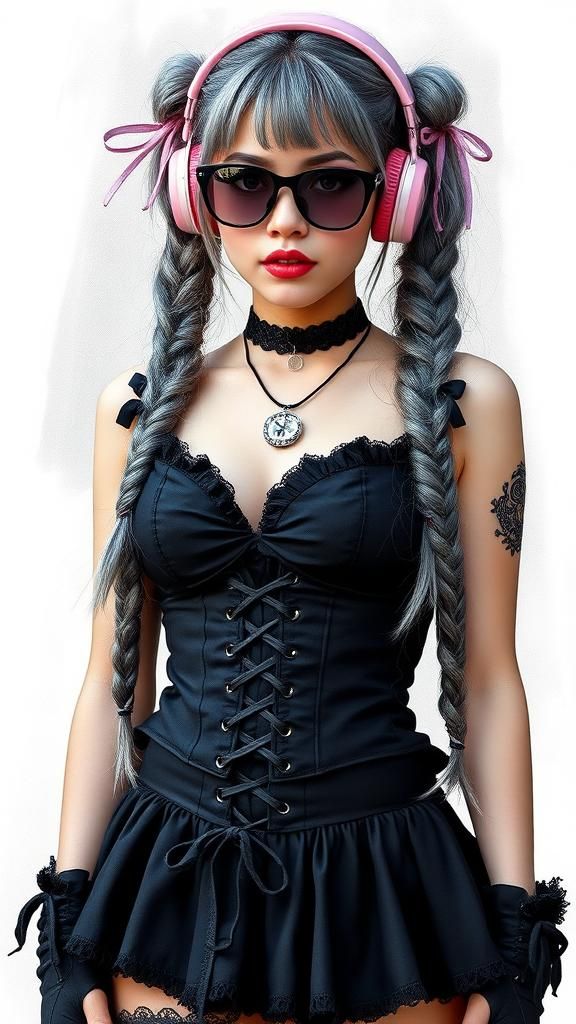 Gothic Beauty in Black Street Fashion