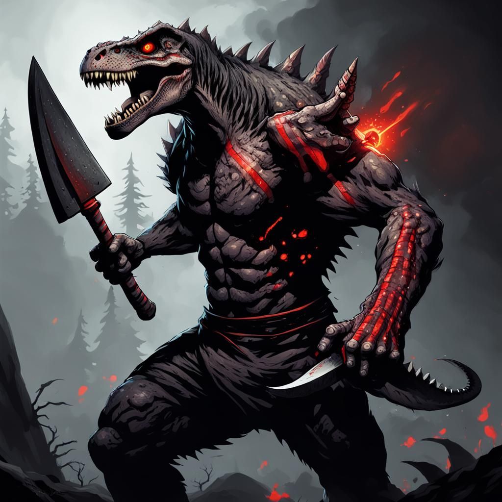 Sinister Dinosaur Mutant in Fantasy Art Style