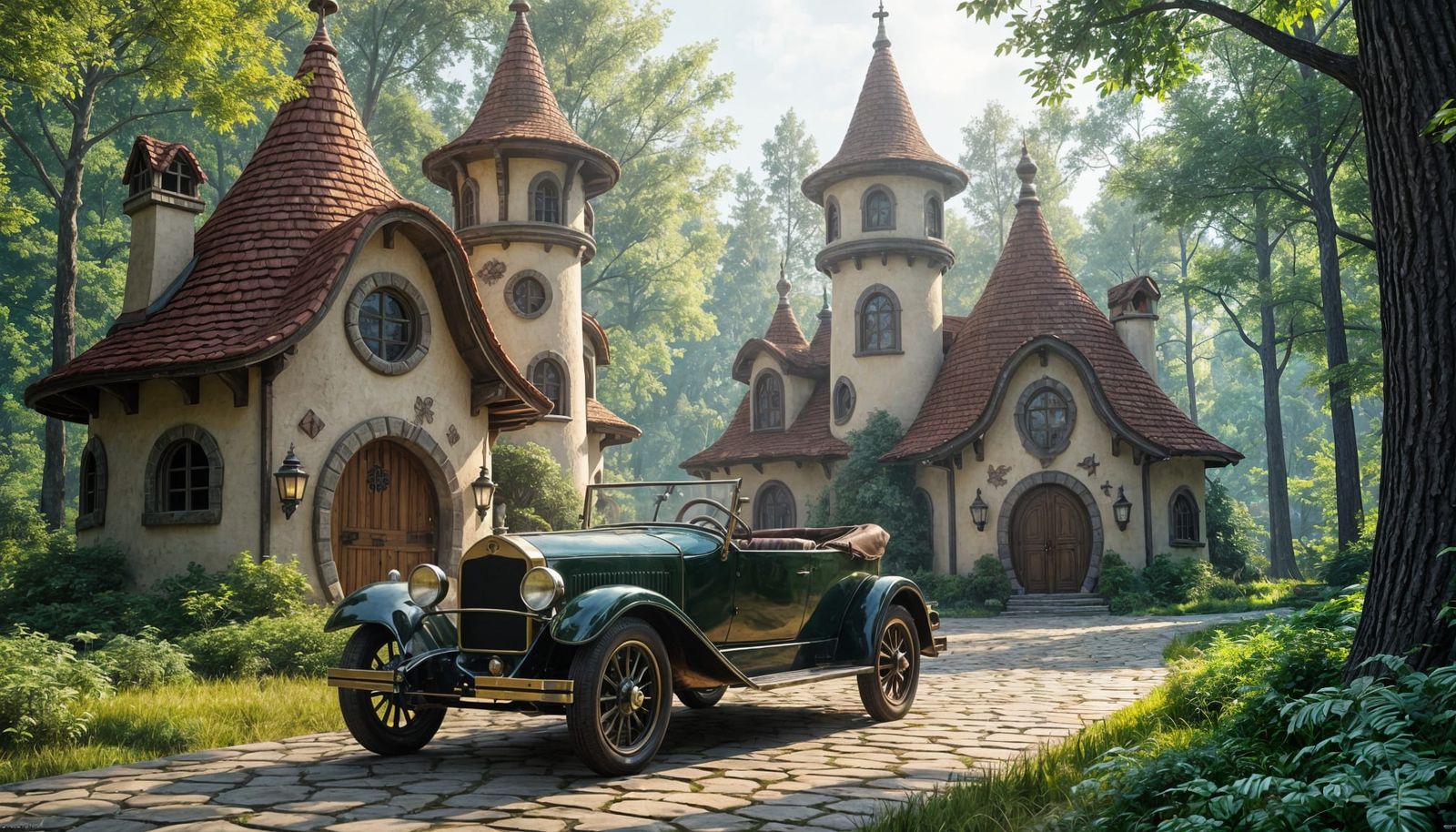 1915 Antique Car by Whimsical Elven Cottages
