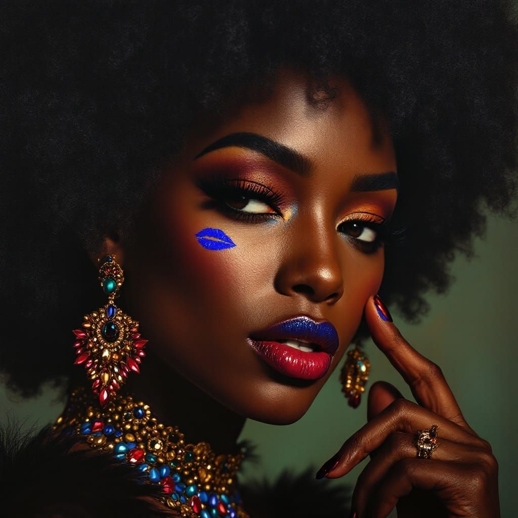 Regal Black Woman in Lavish Attire