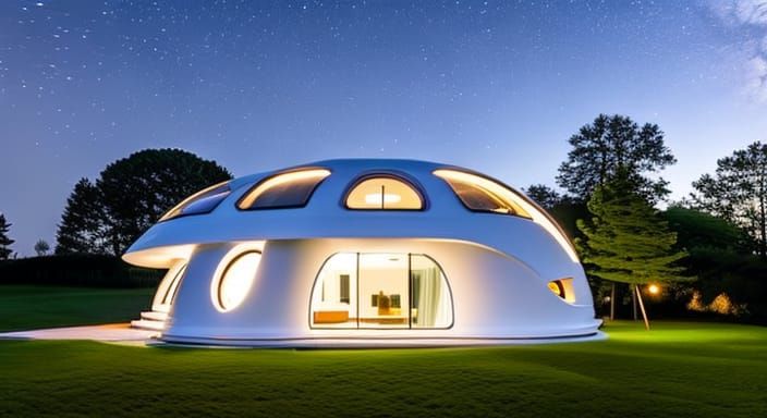 Futuristic White House in Lush Countryside at Night