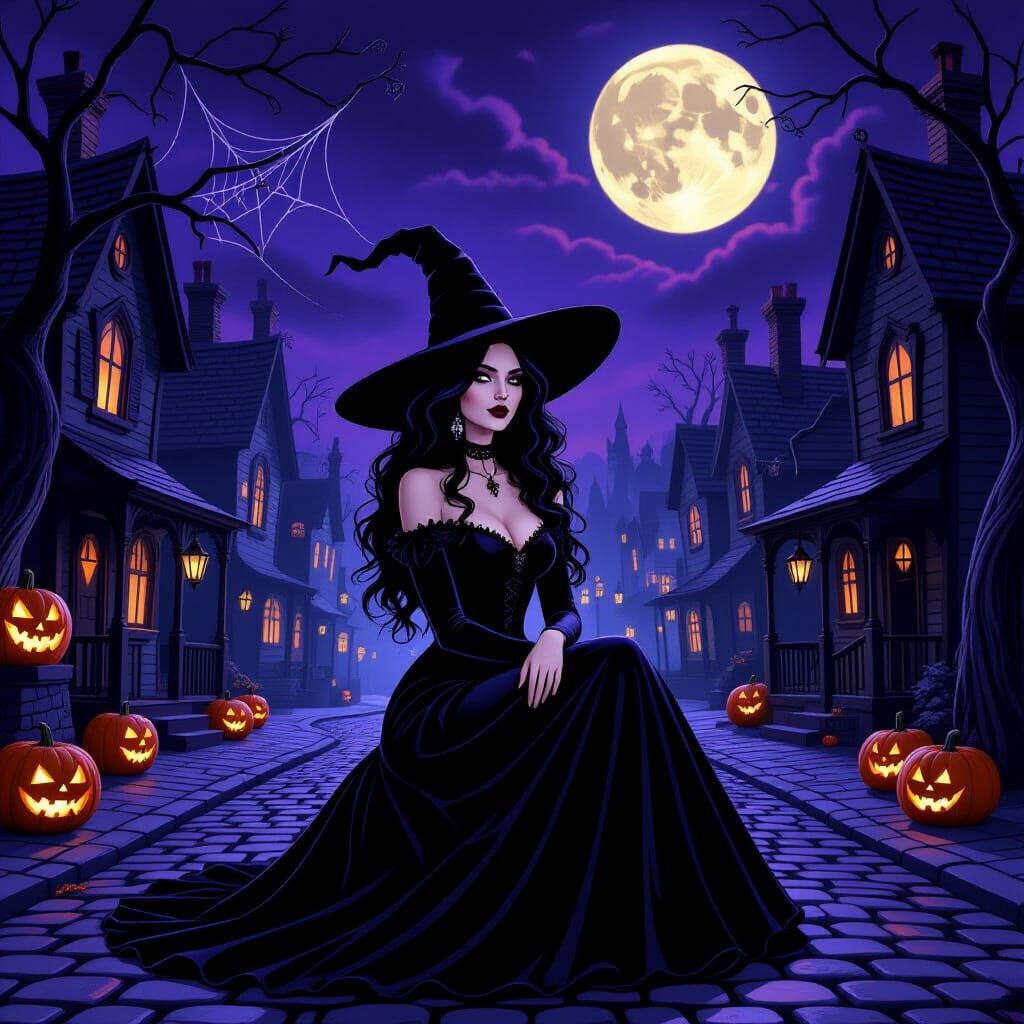 Goth Witch in Spooky Halloween Town
