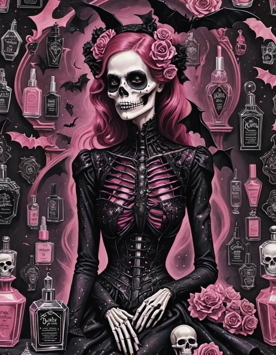 Gothic Glam Fashion Perfume Parlor in Dark Glitter