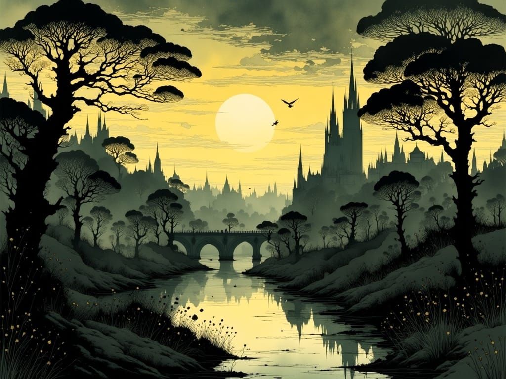 Prague Evening Silhouette Art in Soft Light