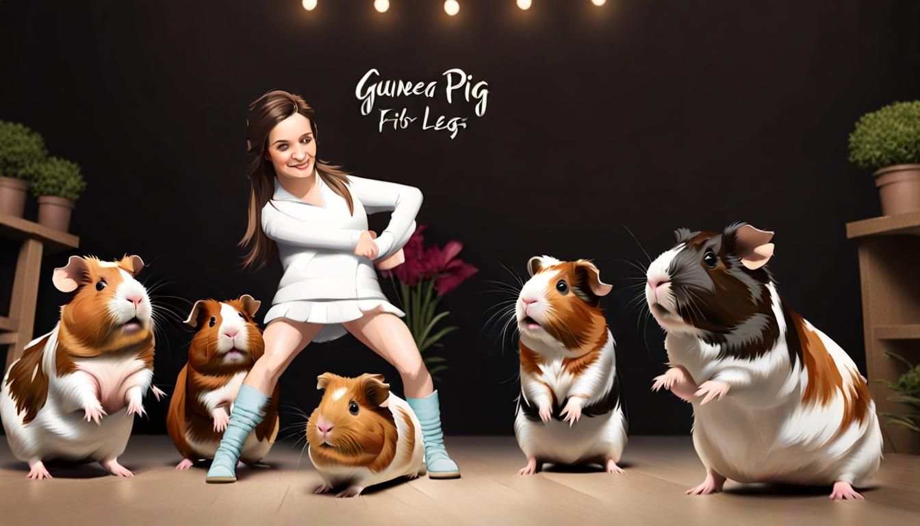 text: "Guinea Girl", pretty detailed cute 12 years old girl face, cool, perfect irises, baby Guinea Pigs, adorable, tack...