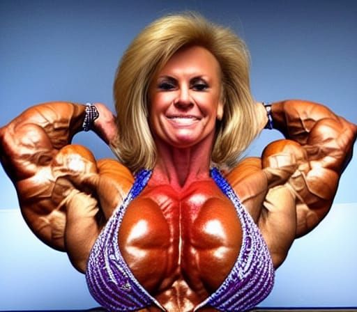 Muscular Bodybuilder Mom Flexing Ripped Arms