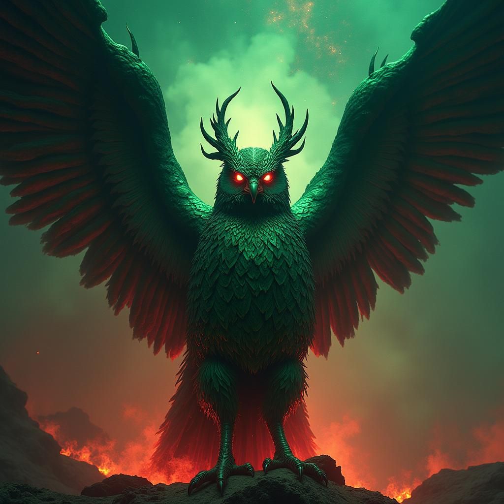 Emerald Owl Divinity in Van Gogh Style