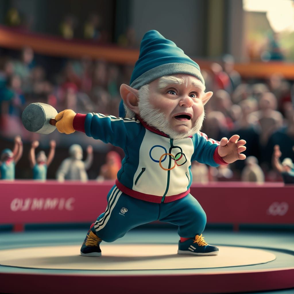 Gnome Hammer Thrower at Miniature Olympics