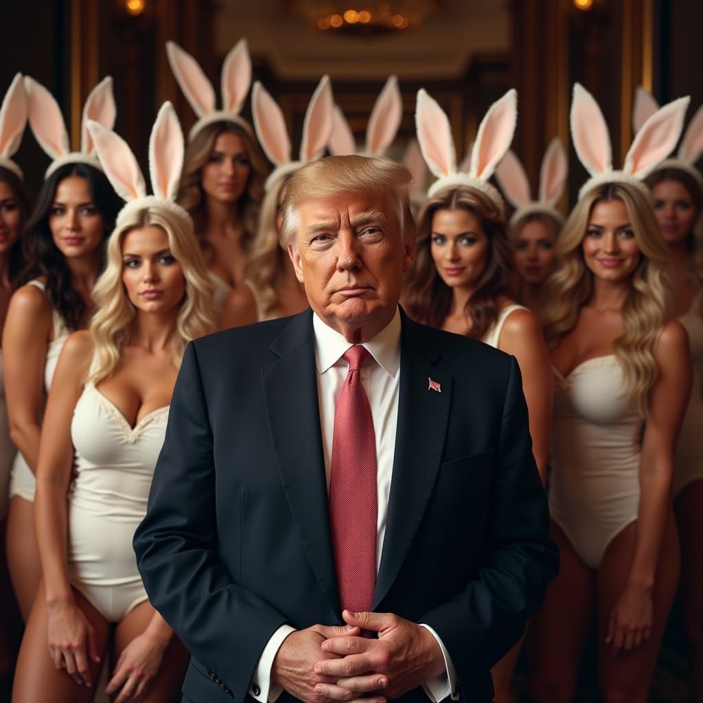 Donald Trump Surrounded by Playboy Bunnies, Fashion Photogra...