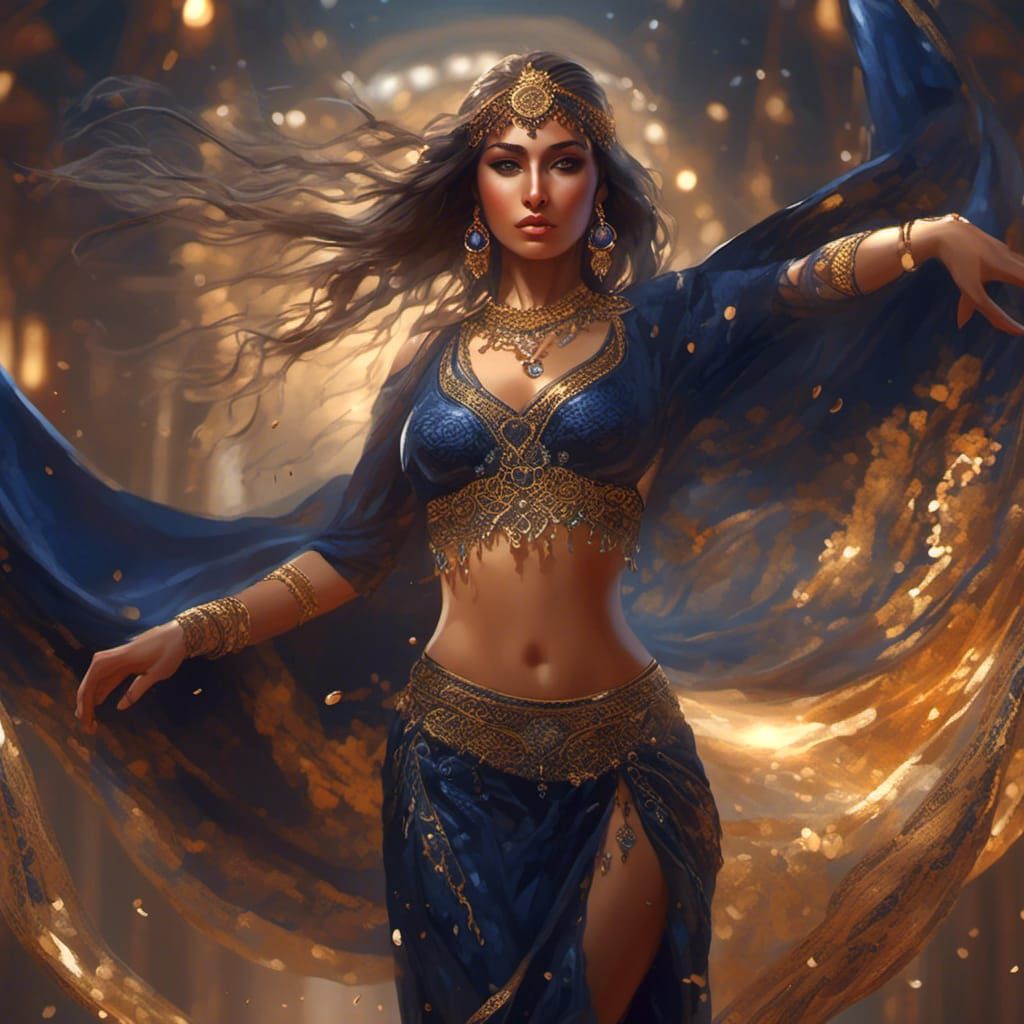 Stunning Belly Dancer in Hyperrealistic Digital Art