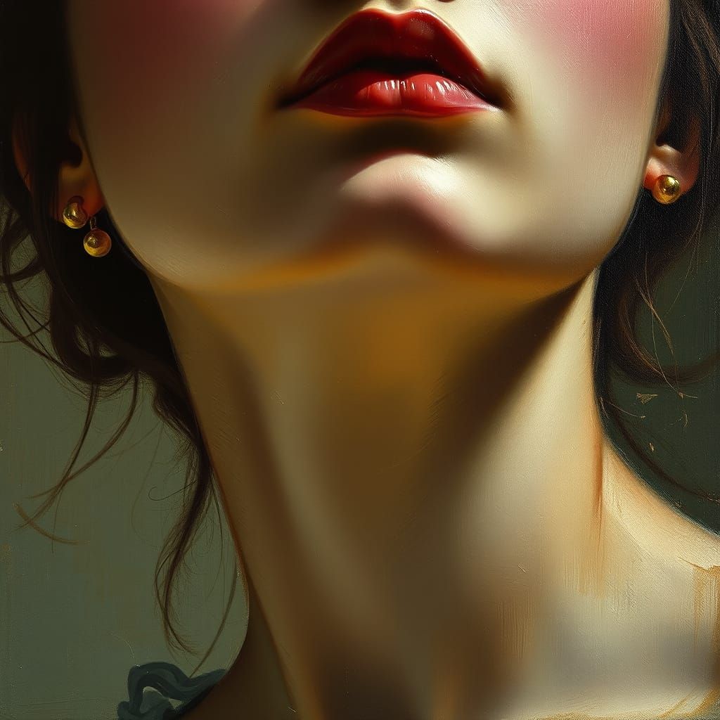 Elegant Oil Portrait with Impasto Brushstrokes