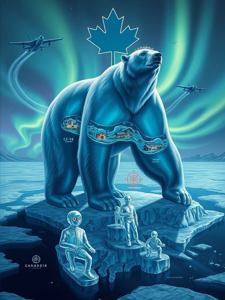 Surrealist Dreamscape: Majestic Polar Bear Guardian of Canad...