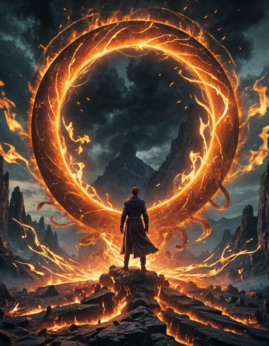 Sorcerer Conjures Fiery Portal to Infernal Realm