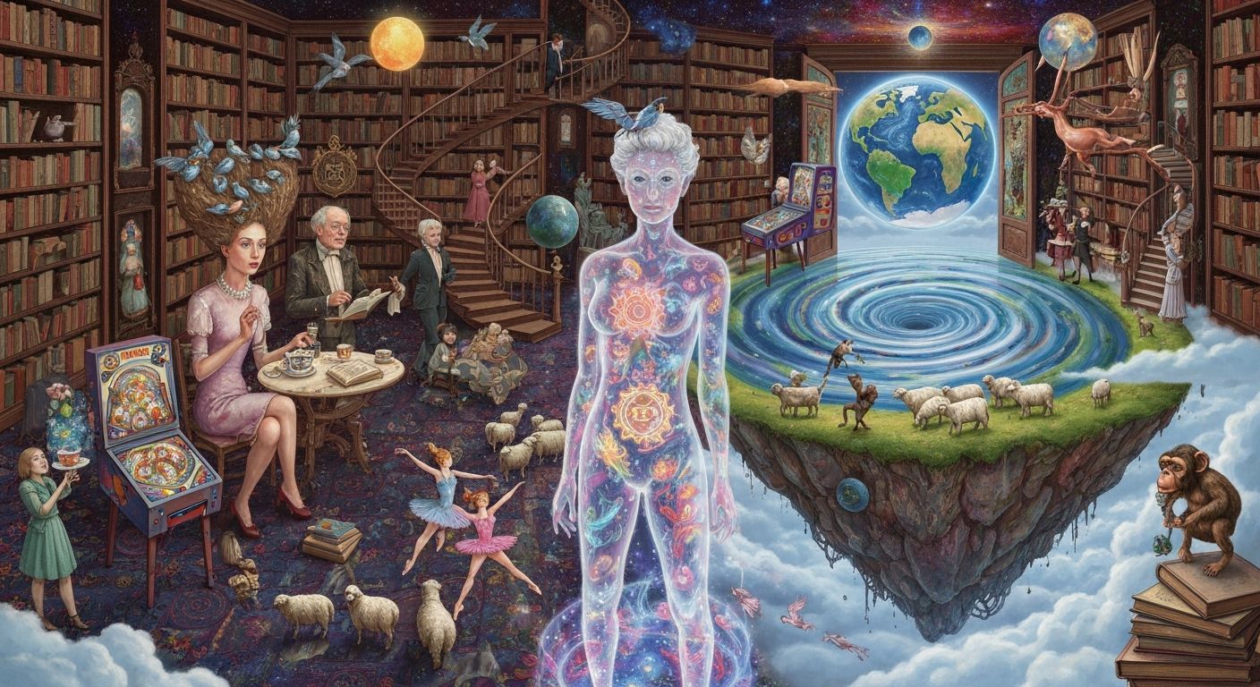 Surreal Tea Party in a Galactic Library