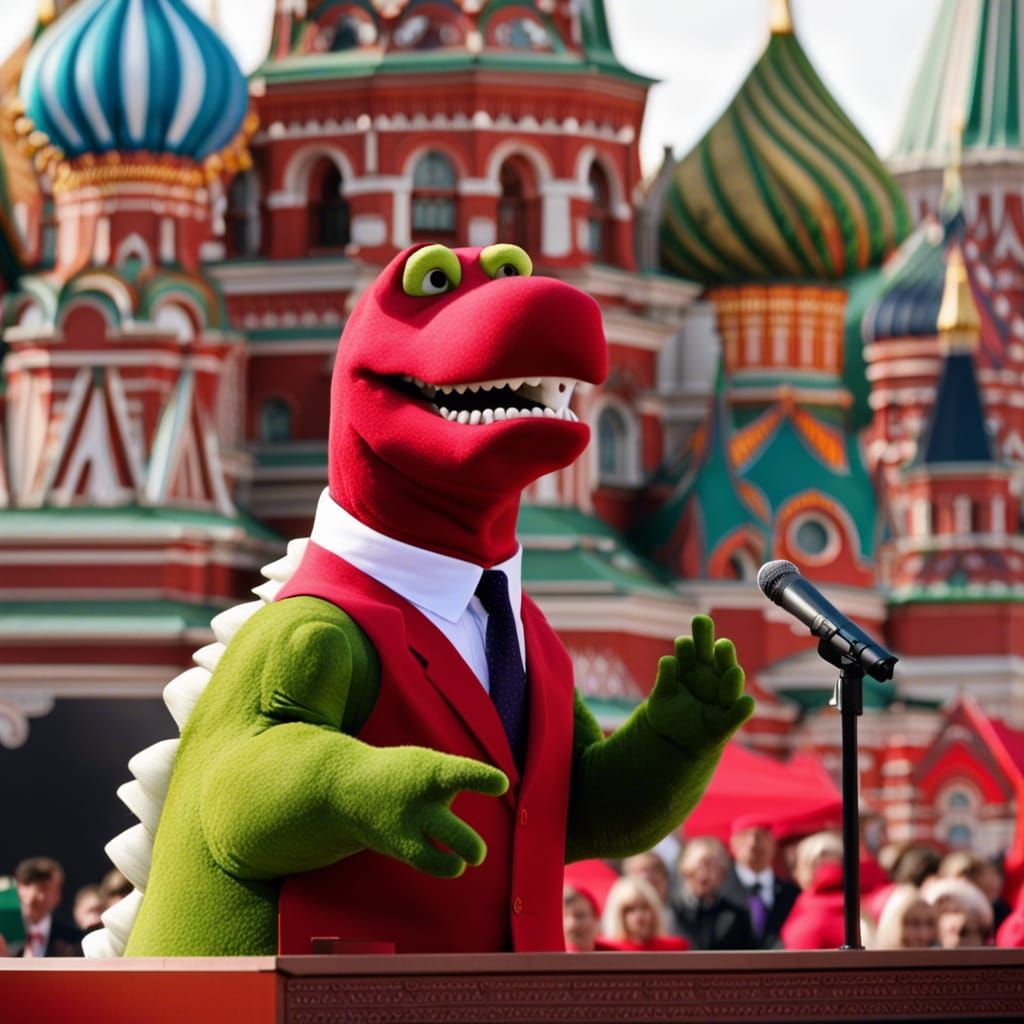 Barney the Dinosaur as Russian President in Red Square