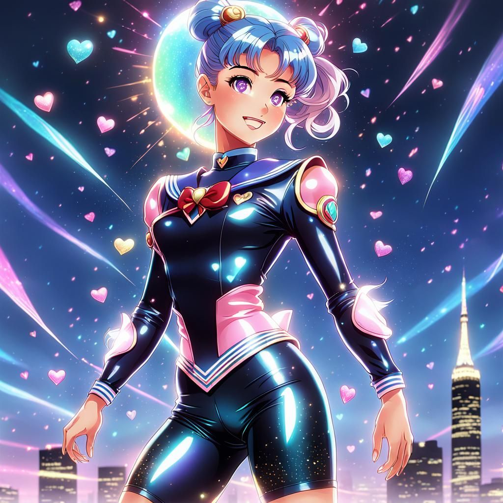 Glittering Sailor Scout in 80s Anime Style
