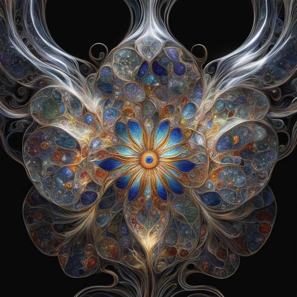 Steampunk Nirvana Flower: Psychedelic Glass Heart