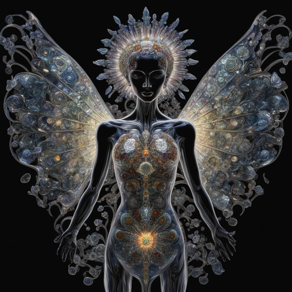 Steampunk Flower Heart in Psychedelic Style