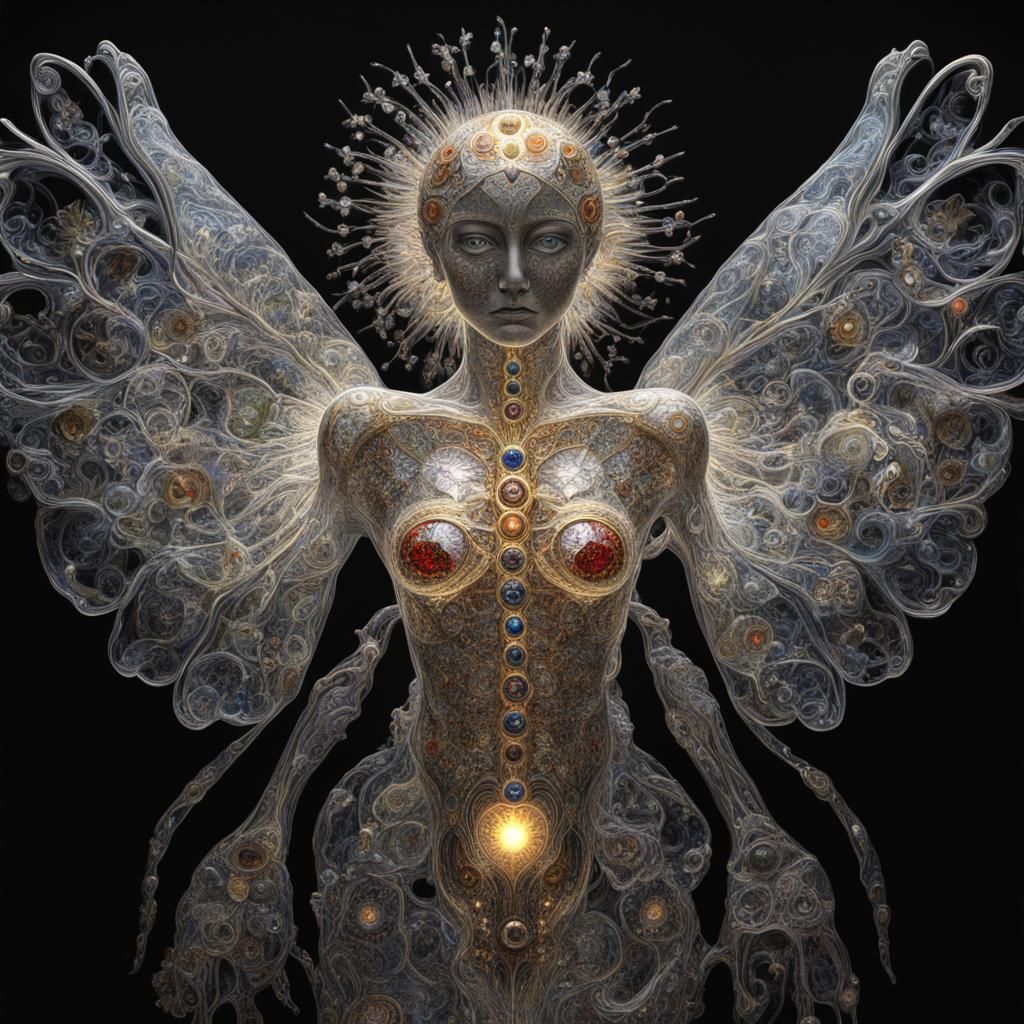 Steampunk Stained Glass Flower in Psychedelic Style